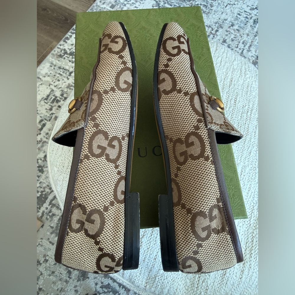 Gucci Women’s Beige/Brown GG Canvas Horsebit Loafers | Size 37.5 (US size 7-1/2) - Picture 4 of 7